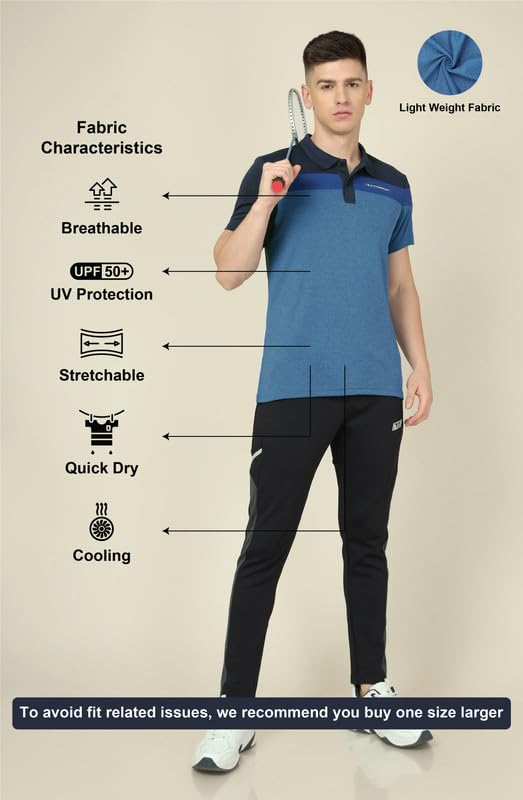 Image of TECHNOSPORT Men's Polo Neck Colorblock Half Sleeve T-Shirt - (MTP741 PRNT)