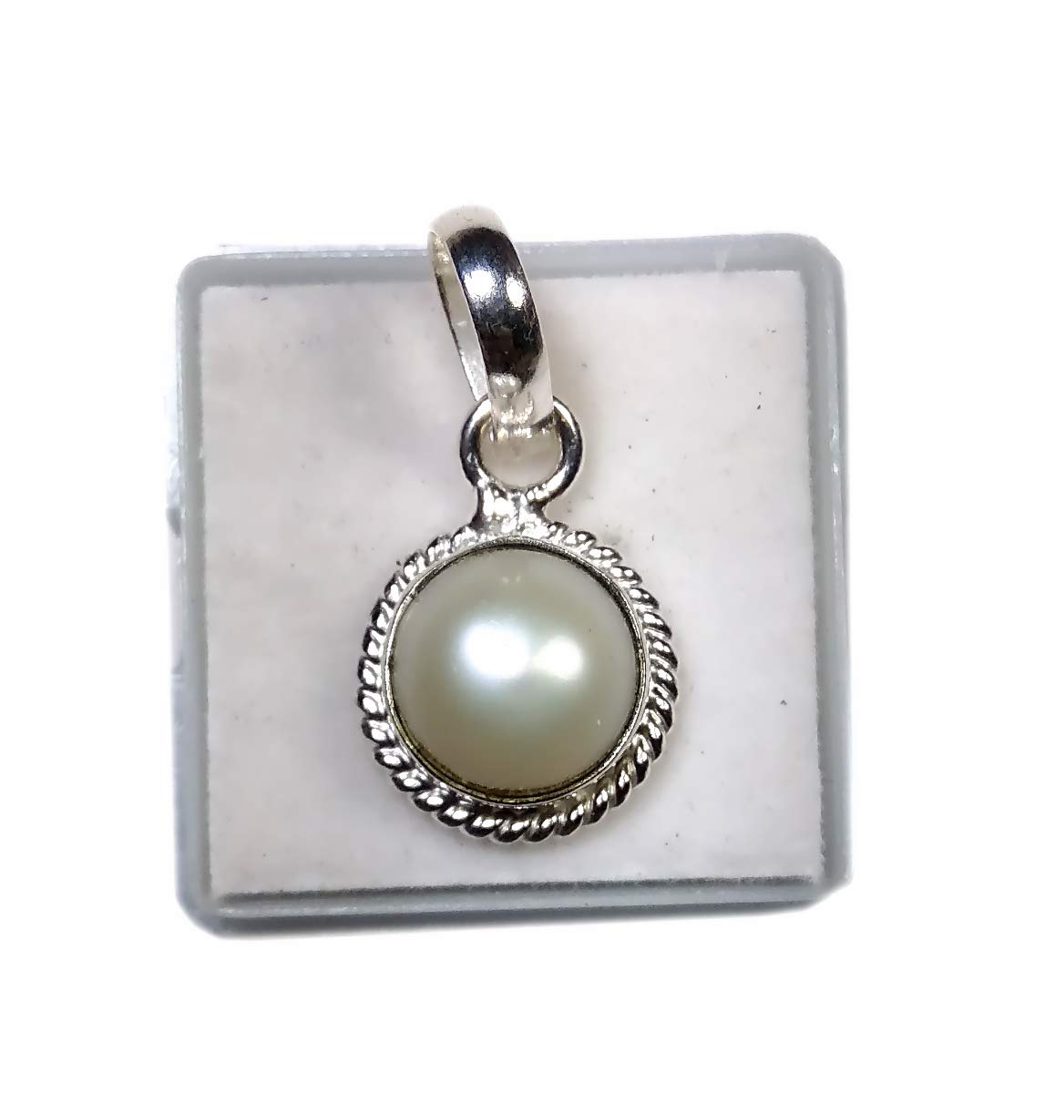 Lab Certified Fresh Water Culcher Pearl Moti 6.25 Ratti * White Round Silver Plated Pandant Locket for Men and Women-image-41