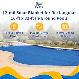Blue Wave 16-ft x 32-ft Rectangular Pool Solar Blanket - 12-mil Solar Pool Cover with Thermal Bubbles to Retain Heat and Reduce Evaporation – Fade Resistant Pool Solar Cover for Inground Pool - Blue