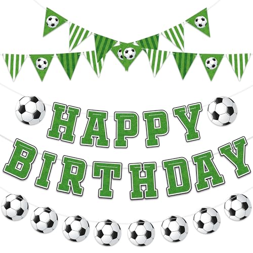Soccer Happy Birthday Banner & Pennant Garland for Kids