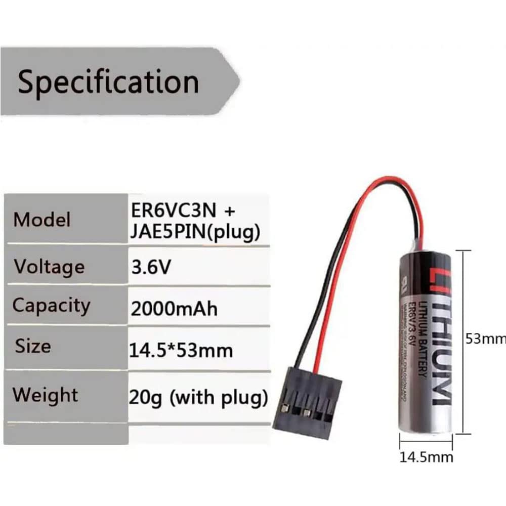 (Pack of 10) ER6V/3.6V ER6VC119A ER6VC119B 2400mAh PLC Battery Compatible with Toshiba er6v 3.6v Lithium PLC Battery for Mitsubishi M70 PLC with Black Plug