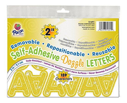 Lettres autocollantes Pacon jaunes de 2 pouces pour projet créatif maison