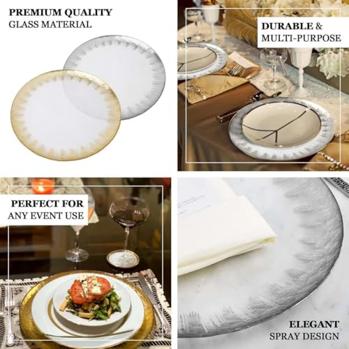 Set de 8 platos cargadores de plástico dorados 13" miniatura 4
