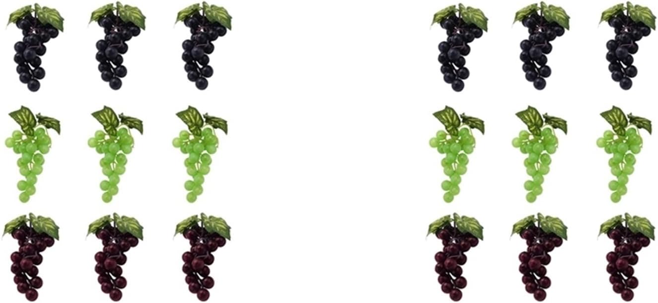 yaoqijie 18PC Artificial Grapes, Artificial Grapes, Mini Grape Clusters, Hanging Decorations, Wedding Fruit Wine Decorations Lasting (Color : Blackagategreen)