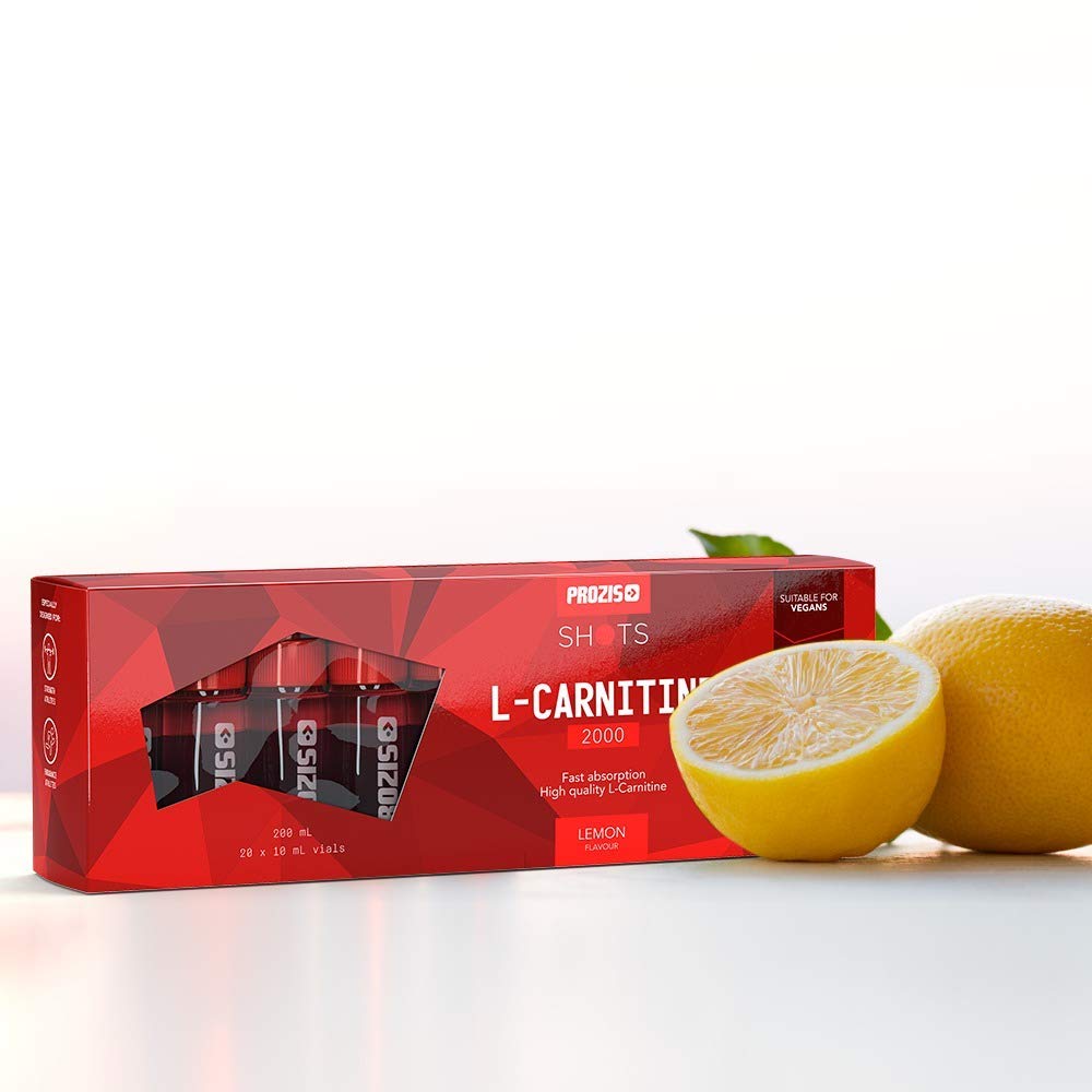 Prozis L-Carnitina 2000 20 flaconcini Limone - Integratore liquido, Pronto a consumare, Adatto a vegetariani, Migliora l'uso dei grassi durante