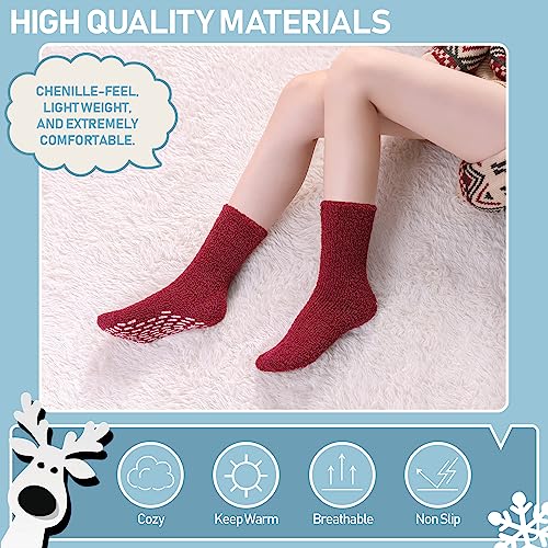Image of Yebing Non Slip Hospital Socks for Women with Grips Fuzzy Cozy Anti Skid Slipper Socks Winter Warm Soft Fluffy Sleep Socks