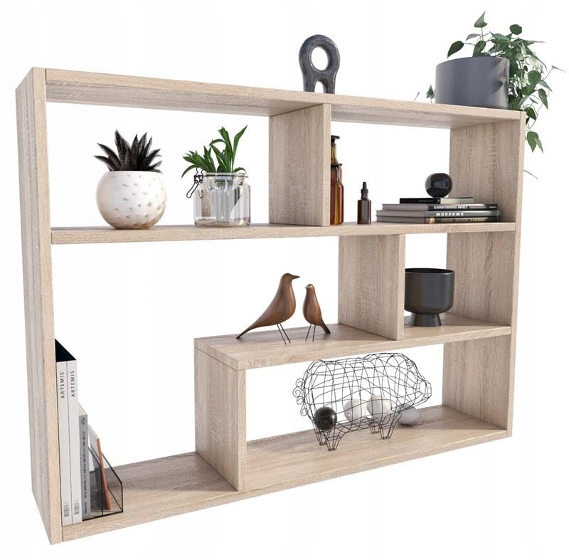 MATKAM Regał wiszący FINO, wysokiej jakości wykonanie, łatwy montaż, nowoczesny design do salonu, pokoju dziecięcego, biura (dąb sonoma)