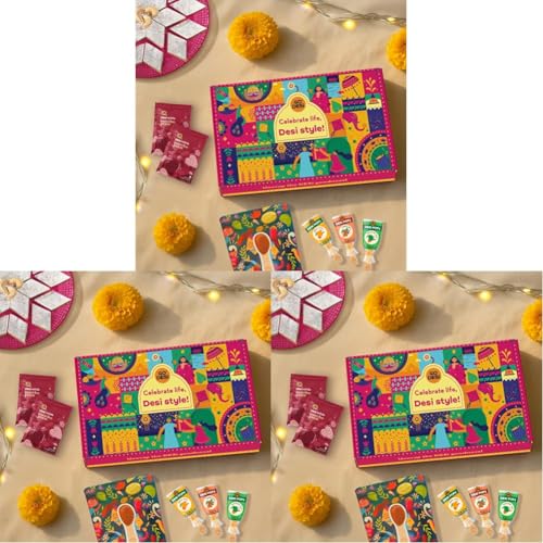 Image of GO DESi Fun Gift Box -17 Items | Kaju Katli | DESi POPz: Tangy Imli, Real Aam, Kaccha Aam | Coconut Barfis | Meetha Paan | Fruit bars (Pack of 3)