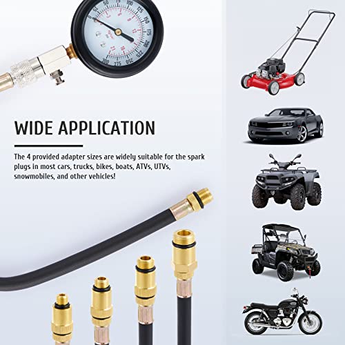 Omt Compression Tester, 8Pcs Engine Cylinder Pressure Gauge For Petrol Gas Engine, 0-300Psi Engine Compression Tester Automotive With Adapters For Cars Trucks Motorcycles Marines Atv Utv #TOP4