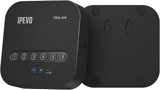 IPEVO Vocal HUB Wireless Pair up to 6 Conference Speakers/Microphones Vocal, 360°Voice Pickup, Two-WayAI Noise Reduction, Audio Synchronization, USB or Bluetooth or Line in/Out Connected Modes