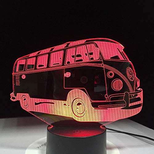 Preisvergleich Produktbild 3D-Illusionslicht Led Nachtlicht Schulbus Usb Touch Tischlampe Bunte Blinklicht Hauptschlafzimmer Dekoration Kinder Geschenk Spielzeug