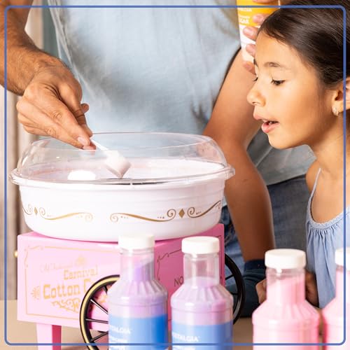 Image of Nostalgia Cotton Candy Flossing Sugar Party Kit 3-Pack, Grape, Pink Bubble Gum, Orange, 3-16 oz bottles - 48 total ounces - Bottles of Cotton Candy Sugar Mix