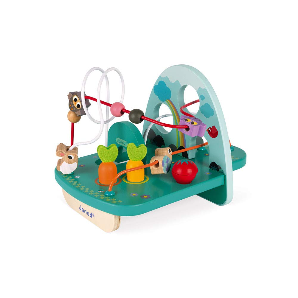 Janod - J08254 - Looping de Madera Multicolor con Conejo y Cía., Juguete de manipulación y Habilidades motrices para niños a Partir de 18 Meses