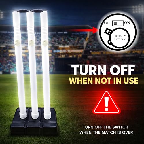 Image of Vinson Plastic LED Cricket Stumps Set for Kids & Adults with 3 Replaceable Batteries & Kit Bag | Suitable for Night Matches in Backyard, Turfs & Playgrounds | Height of Wicket - 30 Inches