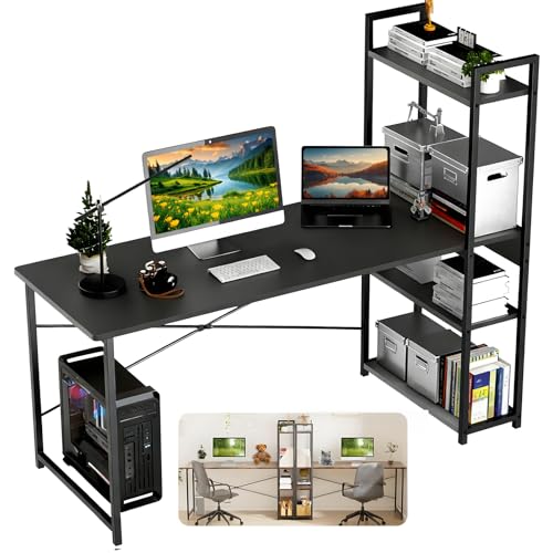 Lista de Escritorio para Tareas favoritos de las personas. 47 HEAIMO Escritorio Minimalista con Repisa de 3 Estantes, Escritorio para Computadora, Escritorio Gamer, Diseño Minimalista Moderno, Mesa Escritorio para Hogar y Oficina...
