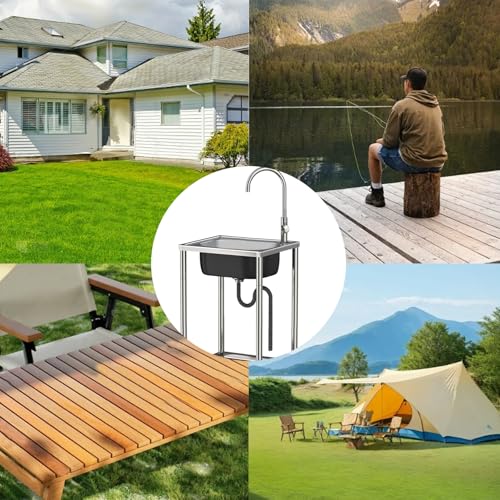 Fregadero exterior para autocaravanas y cobertizos con soporte funcional 4
