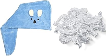 Microfiber hair towel, hair turbans for wet hair, curly hair, hair drying towel, (color : random color) + Fresh Keeping Bags, Elastic Food Storage Covers Stretchy Pla