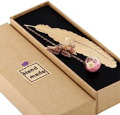 Toirxarn Metal Feather Bookmarks with 3D Butterfly Pendant - Perfect Teacher Appreciation, and Birthday Gift for Women, Her, Mom, Librarian, and Book Lovers - Unique Page Marker