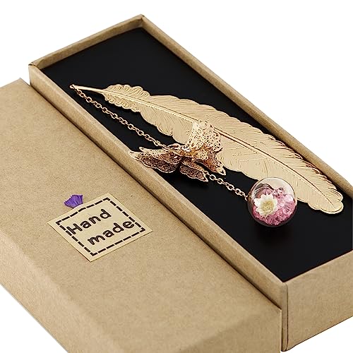 Toirxarn Metal Feather Bookmarks With 3D Butterfly Pendant - Perfect Teacher Appreciation, And Birthday Gift For Women, Her, Mom, Librarian, And Book Lovers - Unique Page Marker #TOP5