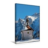 Calvendo Premium Textil-Leinwand 30 cm x 45 cm hoch, Kleine Kapelle in der Winterlandschaft am Karwendel | Wandbild, Bild auf Keilrahmen, Fertigbild auf Echter Leinwand, Leinwanddruck Glaube Glaube - SusaZoom