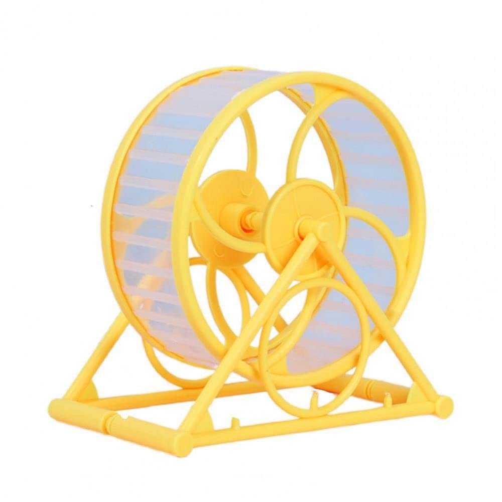 Hamster Exercise Wheel,Silent Running Wheel with Stand,Pet Jogging Hamster Wheel,Plastic Animal Exercise Round Wheel(Yellow)