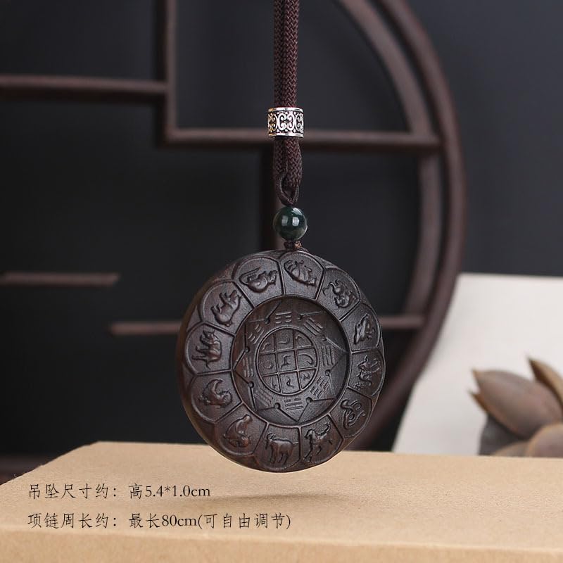 Pendentif Bouddha Ébène Antiallergique, Collier Long Robuste Ajustable
