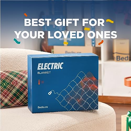 Image of Bedsure Electric Blanket Heated Throw - Soft Ribbed Flannel Heated Blanket, Fast Heating Electric Throw with 6 Heating Levels & 4 Time Settings, 3 Hours Auto-Off (50x60 inches, Red)