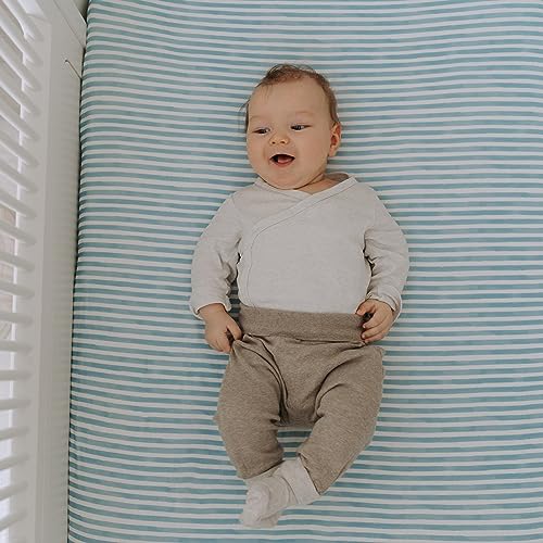 Image of Crib Sheets Neutral - Fitted Baby Crib Sheets Bed for Girl Boy - 2 Pack Standard & Toddler Mattress - Buttery Soft Organic Cotton Blend (Airplanes in the Clouds)