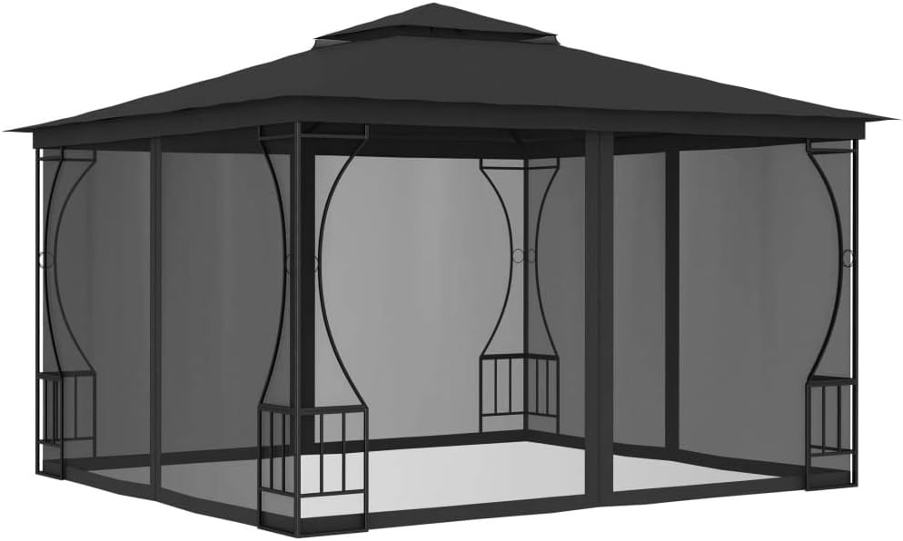 Gazebo with Nets 9.8'x9.8'x8.7' Anthracite Outdoor Canopy