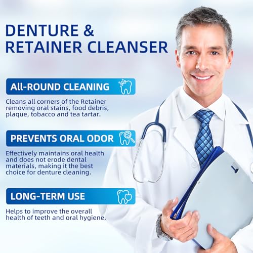 Kit de retentor e limpador de dentadura – Estojo de clareamento noturno para boca – 120 tabletes de