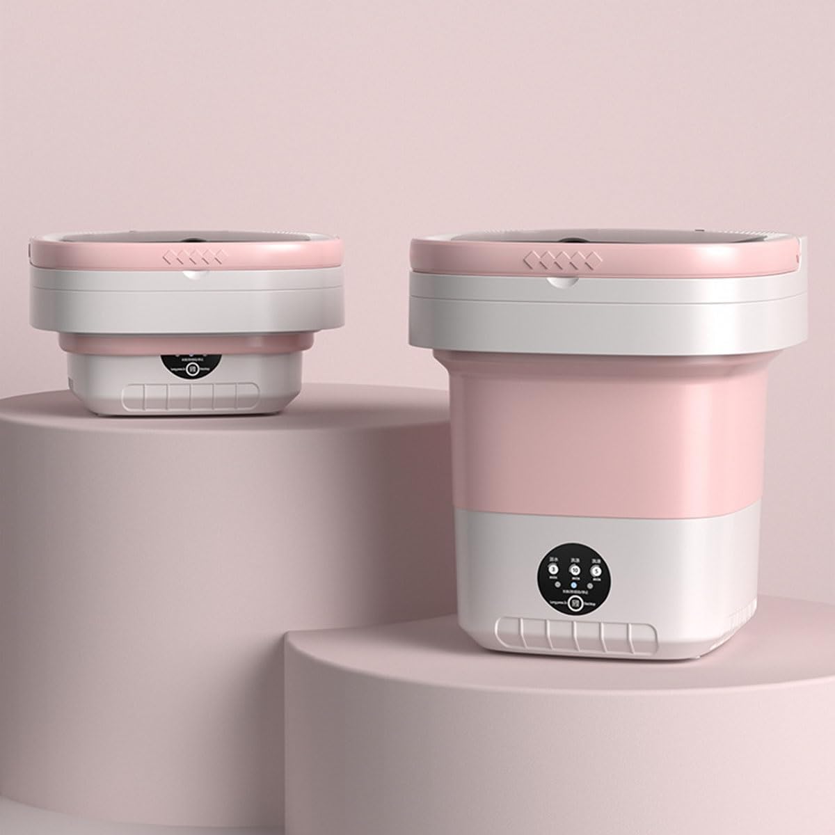 Small Washing Machine 12L Large Capacity Washer 12x12x13in Foldable Washing Machine Suitable For Apartments, Dorm, Hotels, Camping, RV, Travel Laundry(Pink)