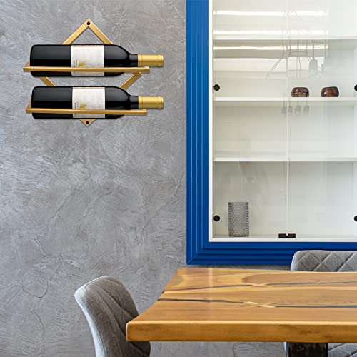 Metal Wall Mounted Wine Holder, Upgrade Foldable Hanging Wall Wine Rack Organizer For 2 Liquor Bottles, Red Wine Bottle Display Hanger With Screws For Home Kitchen Bar Wall Décor… #TOP6