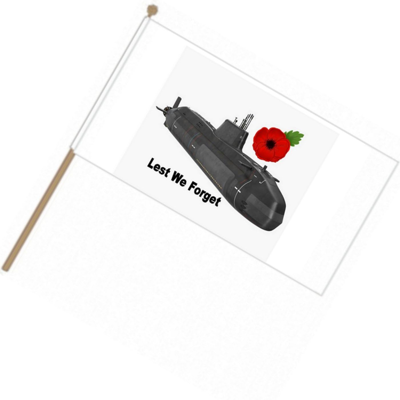 Lest We Forget Attack Submarine Remembrance Military 9'' x 6'' Hand Waving Flag