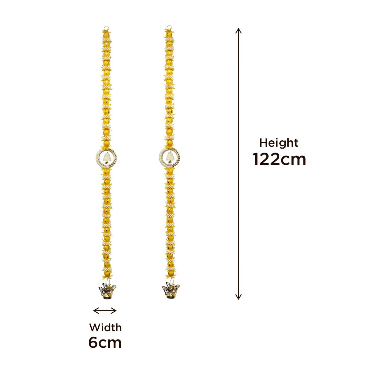 Yellow Marigold Flower Hanging Wall Decor for Home Decoration | Artificial Flower Toran for Pooja Room & Home Temple | Decorative Wall Hanging for Gudi Padwa