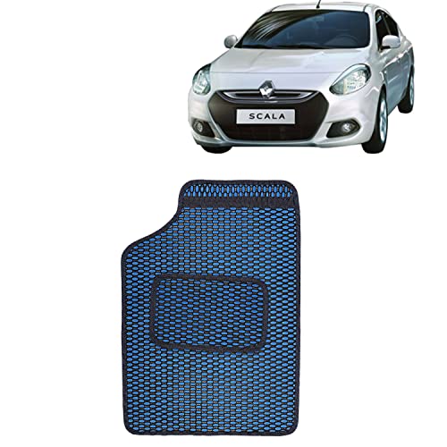Image of Kingsway Dotted Design Car Floor Foot Mats Universal Fit for Renault Scala, Model Year : 2011-2018, Water and Dustproof, Color Blue, Set of 5 Pieces