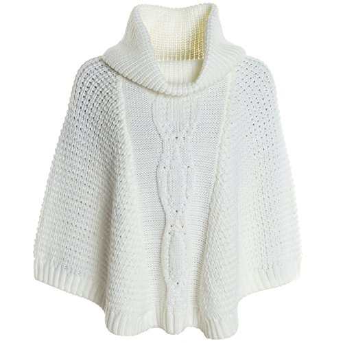 BEZLIT Mädchen Strick Poncho Mädchen Schalkragen Rollkragen Kinder Winter 20783 Weiß Größe 116 Cover