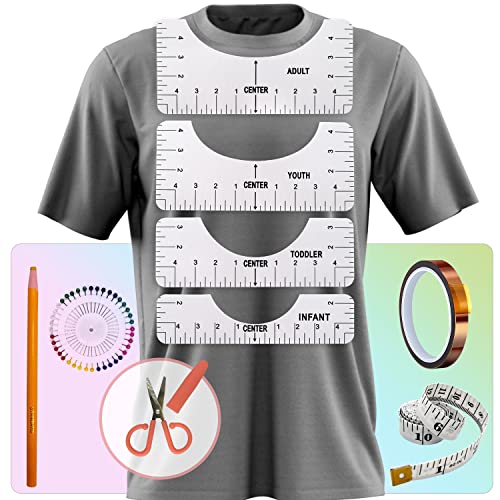 FINFINLIFE, Tshirt Ruler Kit - 9Pcs, Tshirt Ruler Guide for Vinyl, Shirt Alignment, T Shirt Rulers to Center Designs, Shirt Ruler for Vinyl Alignment, T Ruler for Infant Toddler Youth Adult