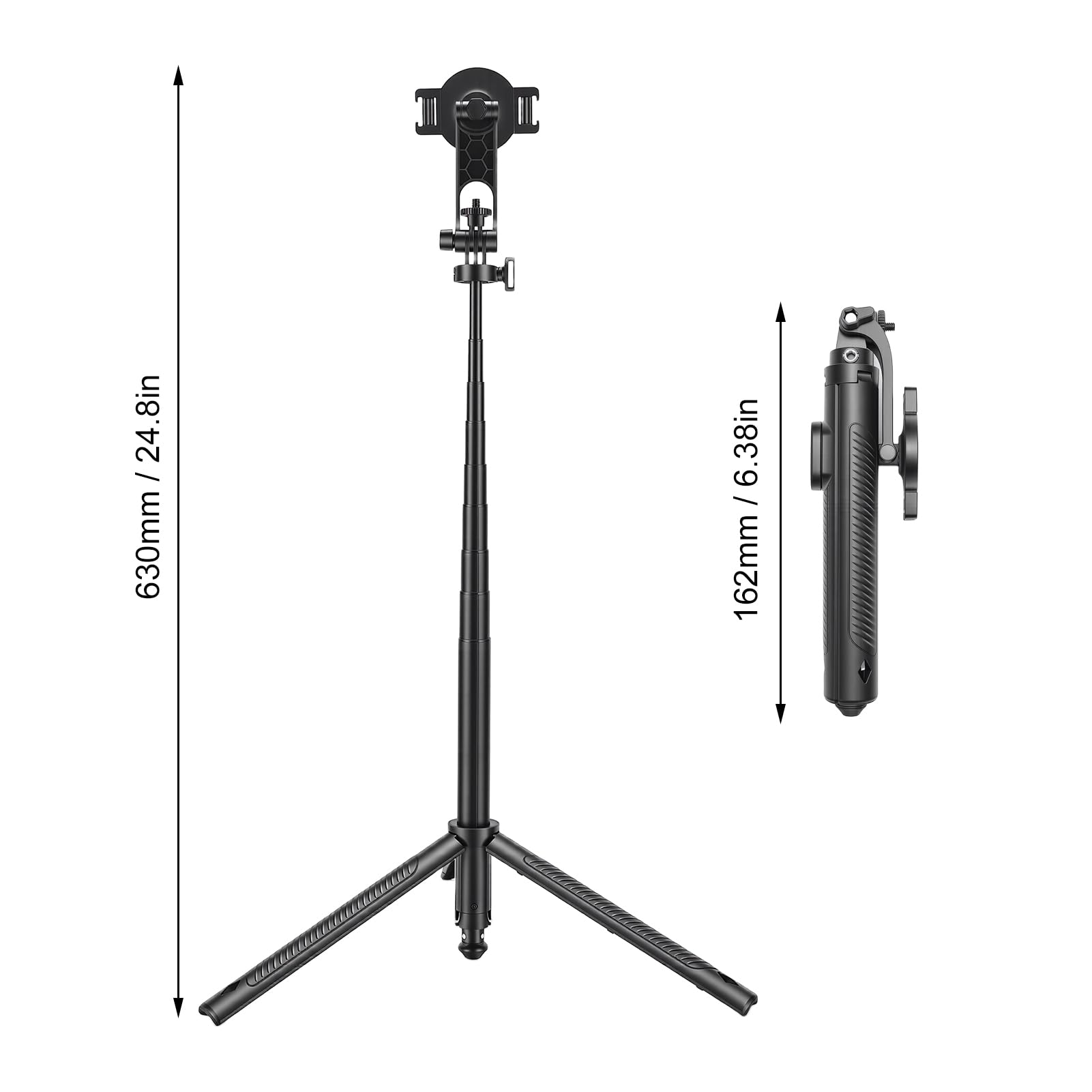 Palo Selfie, Ángulo Ajustable Giratorio Bluetooth Extensible Palo Selfie Trípode Portátil con Soporte para Teléfono Desmontable para Viajes Eventos Reuniones Familiares