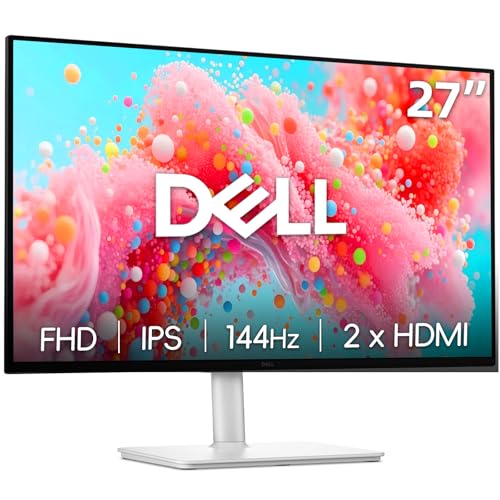 Image of Dell 27 inch Monitor, LED FHD - 144Hz Refresh Rate 1500:1 Contrast Ratio, AMD FreeSync - VESA, Integrated 2x3W Speaker, Height /Tilt /Pivot /Swivel Adjustability, 2 x HDMI, White