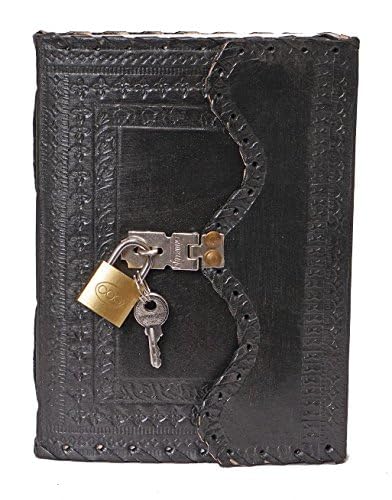 RSN Genuine Leather Bound Travel Journal Personal Diary With Lock & Key (Brownish Black,7 x 5 Inch)