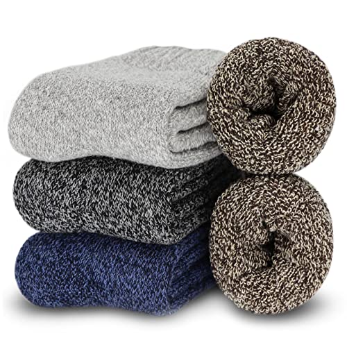 YQHMT 3Pack Mens Super Thick Wool Warm Socks Gifts Soft Casual Knit Winter Crew Socks Stocking Stuffers, Christmas Gift