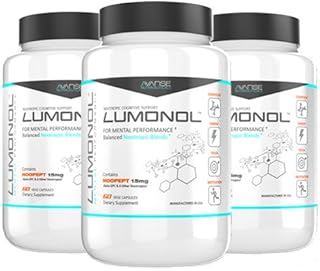 3 Bottles of Lumonol Original (180ct): Elevate Overall Cognitive Performance, Lumonol Upgrades Your Memory, Focus, Processing Speed and Overall Brain Functions. The World's Most Effective Nootropic