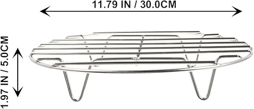 Miniatura 2 de Barbacoa Accesorios Rejilla Rejilla redonda de acero inoxidable para hornear pasteles de galletas de costilla, 11.7 pulgadas