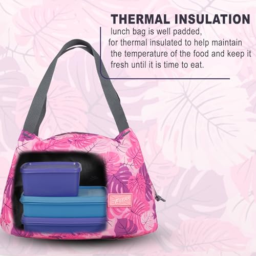 Image of F Gear Tidbit Lunch Bag Padded Insulated Hot Cold Travel Tiffin Bag Food Storage Bag for Work, Students, Office, Picnic, College & School Lunch Bag for Girls Boys Men Women (Pink)