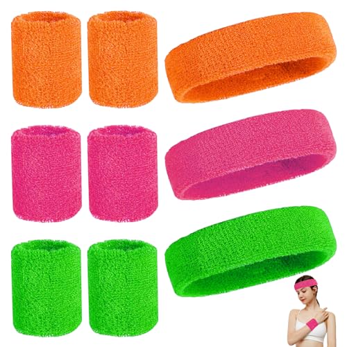 keyxer 9 PCS Schweißband Neon, Stirnband Neon & Armband Set – Stylisches Stirnband 80er Jahre Herren & Damen, Perfekt für Fitness, Yoga, Laufen & Retro-Style, Atmungsaktiv & Saugstark keyxer 9 PCS Schweißband Neon, Stirnband Neon & Armband Set – Stylisches Stirnband 80er Jahre Herren & Damen, Perfekt für Fitness, Yoga, Laufen & Retro-Style, Atmungsaktiv & Saugstark