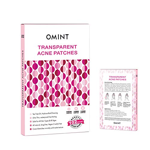 OMINT Acne Patches ,hydrocolloid bandages, Absorbing Cover, Invisible, Skin Treatment?Blemish Spot (102 Patches (4 Packs))