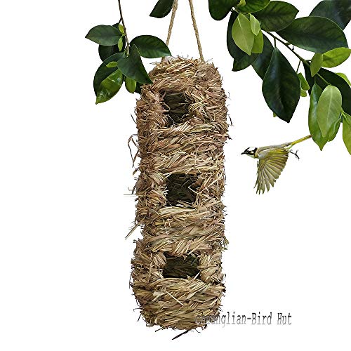 chuanglian-Bird Hut Hand-Woven Teardrop Shaped Eco-Friendly Birds Cages Nest Roosting,Grass Bird Hut,Hanging Bird