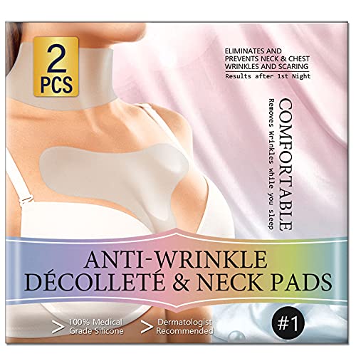Chest Wrinkle Pads, Upgraded Chest & Neck Silicone Anti Wrinkle Patches for Skin Lines Prevention, Reusable Overnight Wrinkle Remover Pads