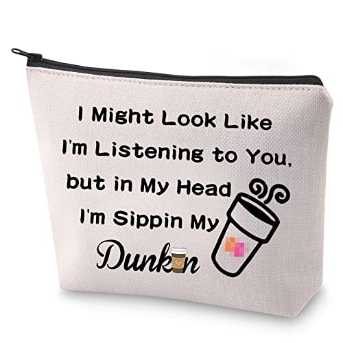 BLUPARK Donuts Lover Gift Coffee Lover Makeup Bag Sippin My D Coffee Cosmetic Bag (Sippin My D)