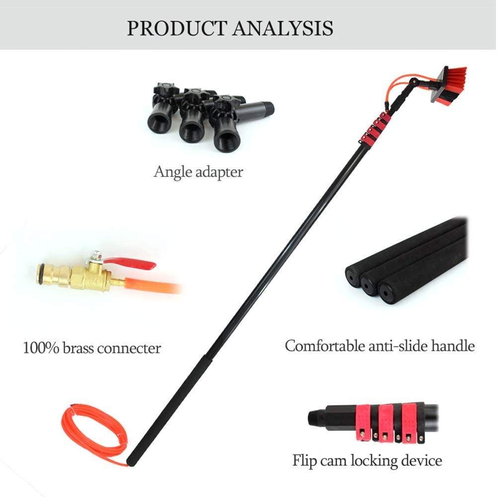 Pértiga de Limpieza de Ventanas de 6 a 9 m, Kit de Limpieza de Ventanas, pértiga con alimentación de Agua/Manguera, Equipo de cepillos para Limpieza de Ventanas, Limpieza de Paneles fotovol